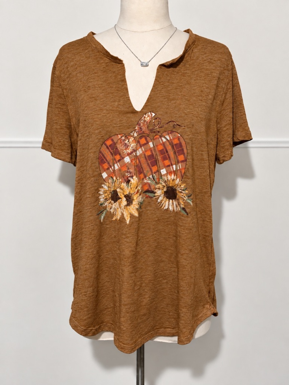 Rust Pumpkin Graphic V-Neck Tee Maurices